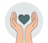 Compassionate Inquiry Icon - Hands Holding Heart